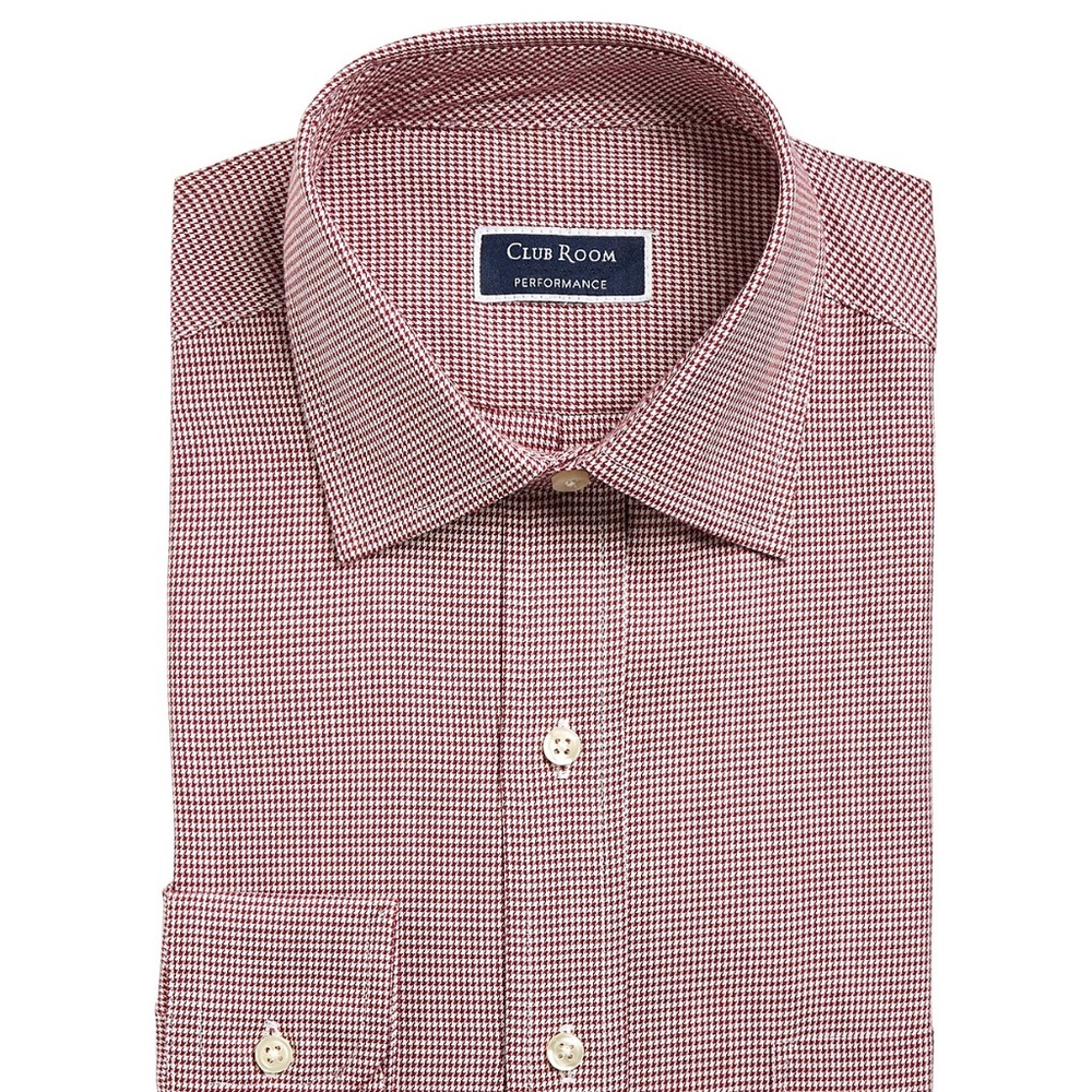 Club Room Stretch Twill Puppytooth Dress Shirt
